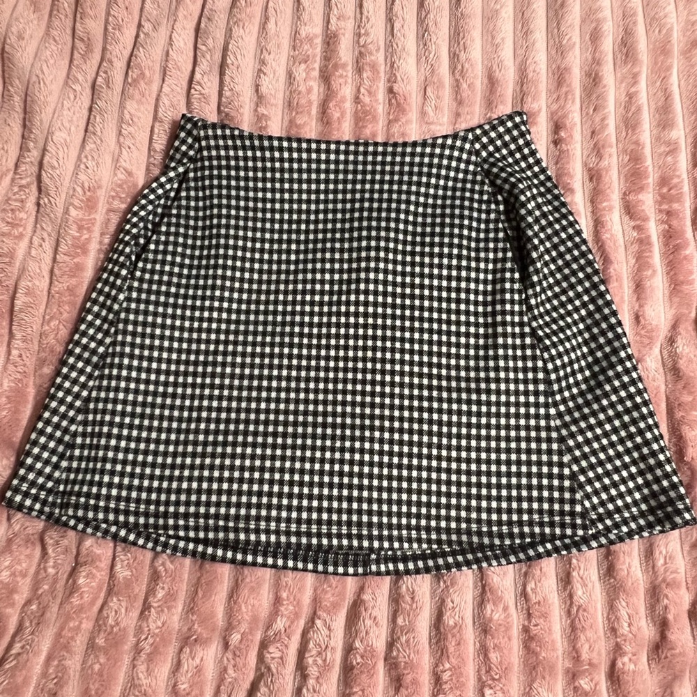 Altar'd State Black and White Gingham A-Line Skirt